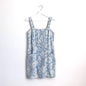 Topshop Moto Light Wash Floral Print Denim Overalls Dress Size US 6